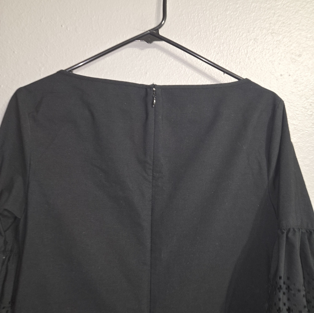 Lauren Ralph Lauren Black Poplin Shift Dress With Puff Sleeves - Picture 7 of 13